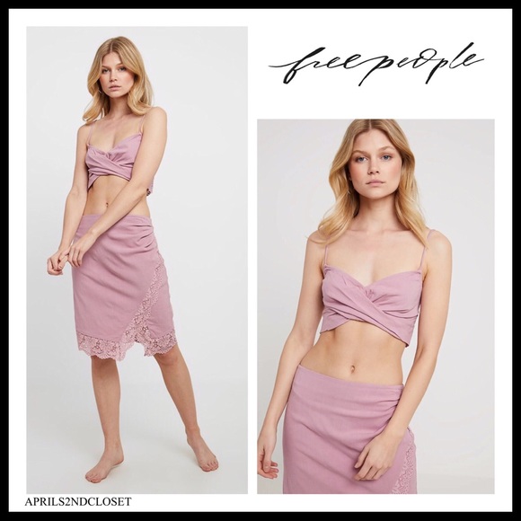 FREE PEOPLE BOHO KNIT MINI SKIRT CAMI TANK CROP TOP BOHEMIAN 2 PIECE SET A3C - Picture 4 of 16